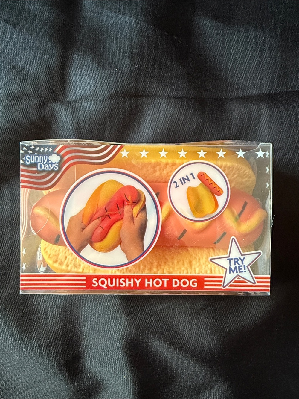 New Squishy Hot Dog Stress Toy - Pink & Yellow